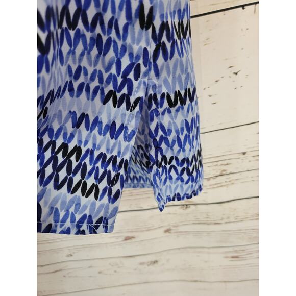 Dana Buchman Patterned Pleated Button Blouse Top Blue Women's Size Large - Picture 9 of 11